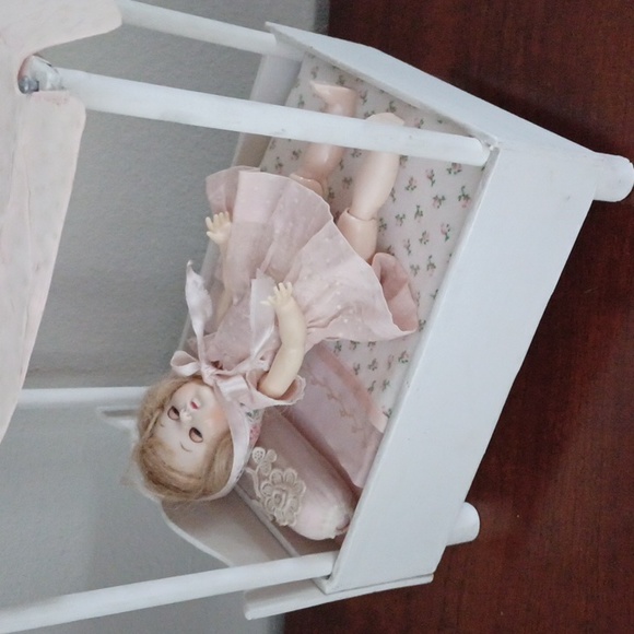 Vintage Handcrafted Doll Bed with Doll - 1940's - Picture 13 of 15